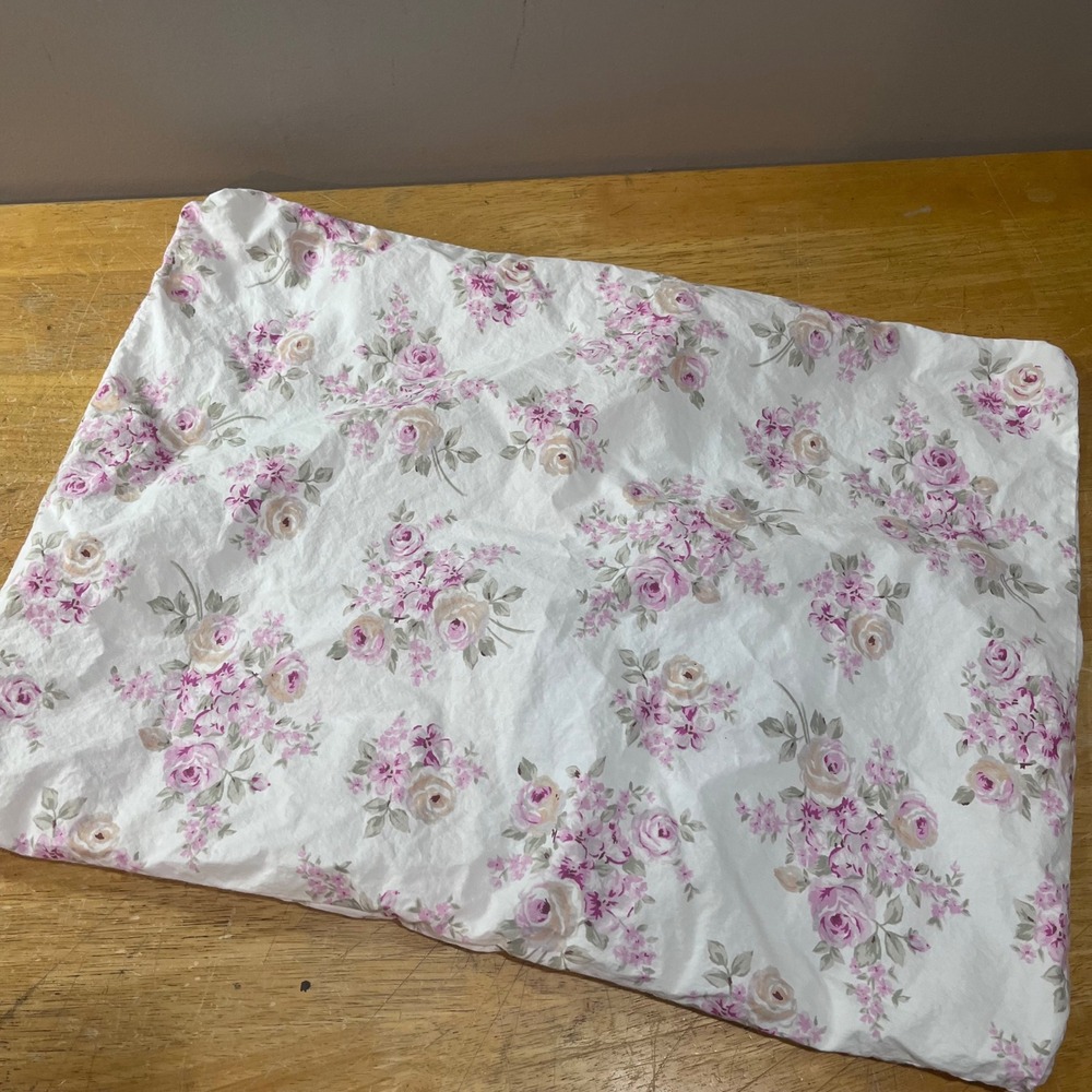 Simply Shabby Chic Pink Rose Floral Cotton Pillowcase Cottagecore Romantic Vtg